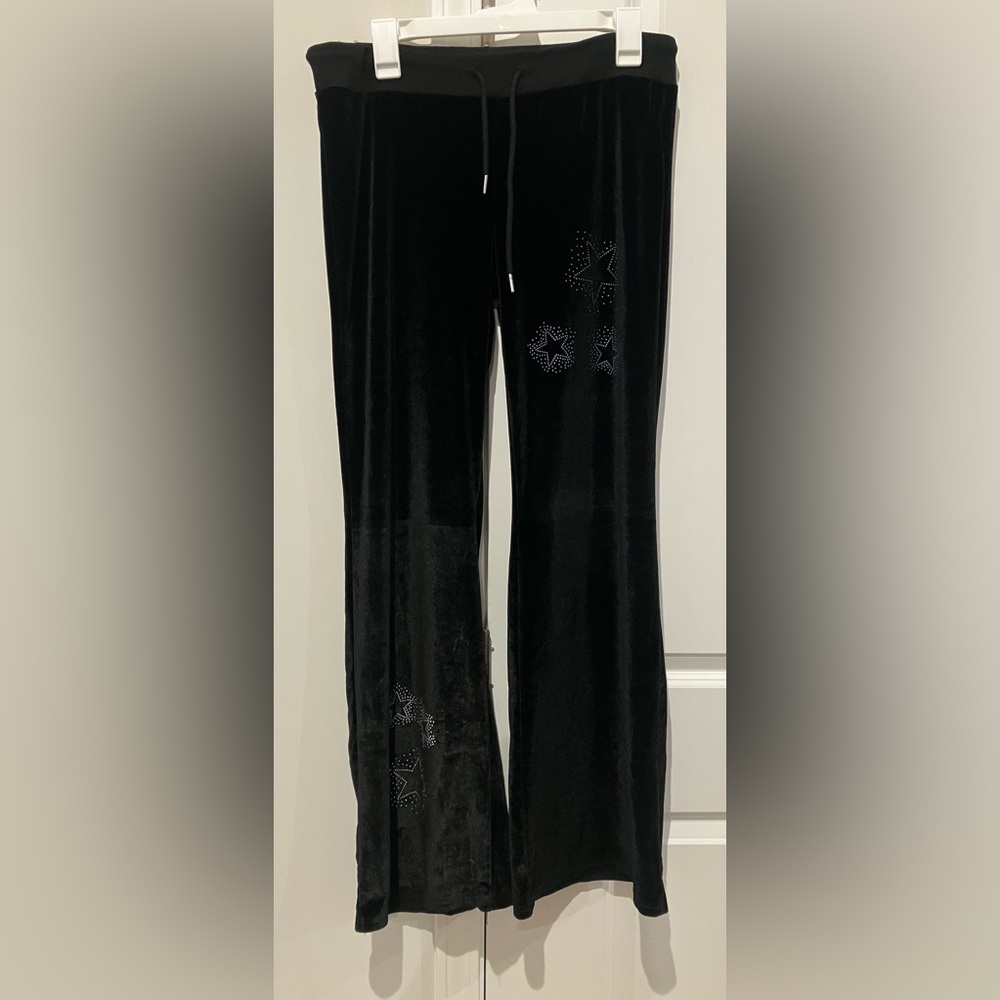 Black bling velour pants size L